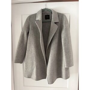 Theory Clairene New Divide Wool Cashmere Coat Grey Melange Open Front Small
